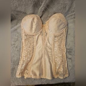 Vintage Bustier Bra Lace Corset Boning Top 34C